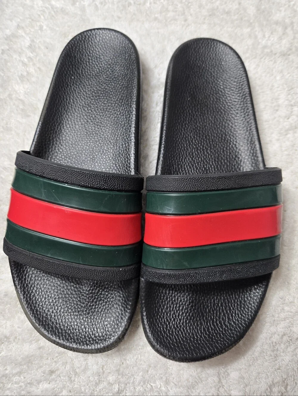 Men's Fashion Striped Pool Side Vynil Slides Sandals Sz 9